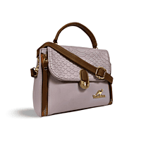 Textured Handbag with Tan Strap and Gold Detailing