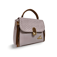 Textured Handbag with Tan Strap and Gold Detailing