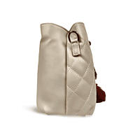 Quilted White Handbag with Metal Handles and Pom Charm