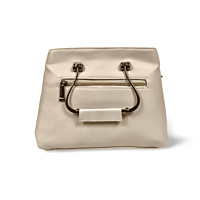 Quilted White Handbag with Metal Handles and Pom Charm