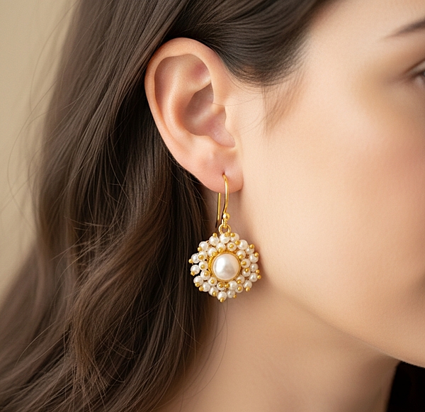 Earring - Single Big Pearl and Multi Small Pearls