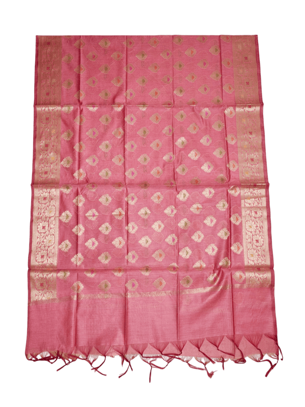 Pink Banarasi Cotton Silk Unstitched Salwar Suit Set with dupatta for Women