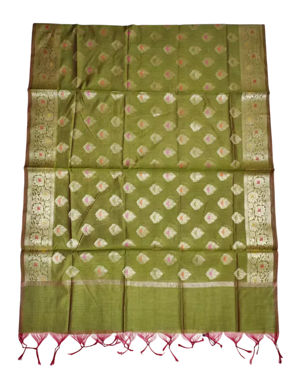 Green Unstitched Banarasi Brocade Cotton Silk Dress Material for Women