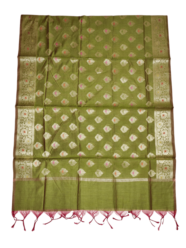 Green Unstitched Banarasi Brocade Cotton Silk Dress Material for Women