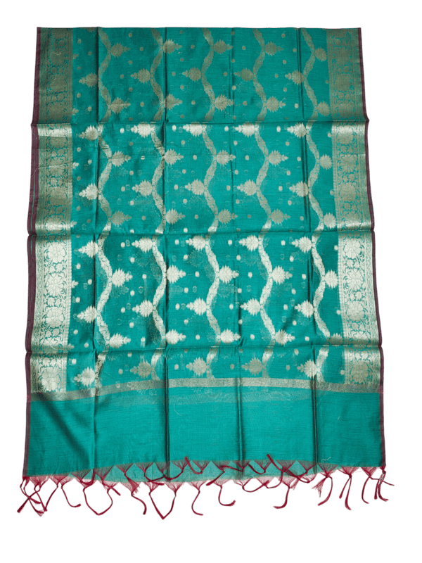 Firoza Banarasi Cotton Silk Unstitched Suit Set with dupatta for Women