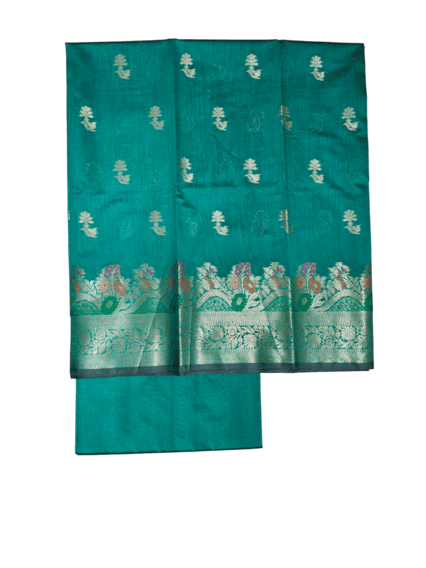 Firoza Banarasi Cotton Silk Unstitched Suit Set with dupatta for Women
