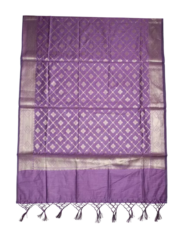 Lavender Banarasi Silk Meenakari Dress Materials for Women