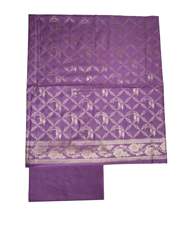 Lavender Banarasi Silk Meenakari Dress Materials for Women