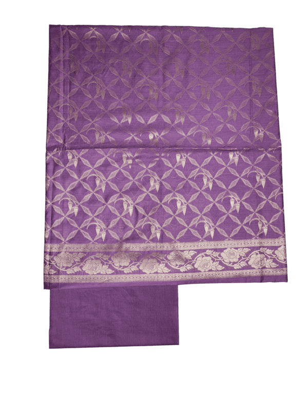 Lavender Banarasi Silk Meenakari Dress Materials for Women