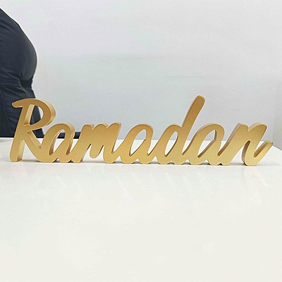 Ramadan & Eid Gold Wooden Tabletop Display (set of 3)