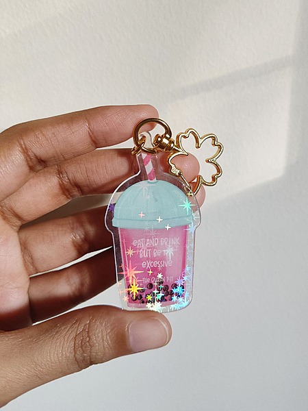 Boba Tea Holographic Acrylic Keychain