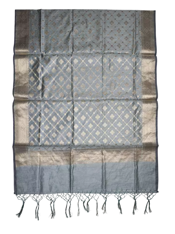 Orange Banarasi Silk Zari Work Unstitched Suit Set with dupatta for Women