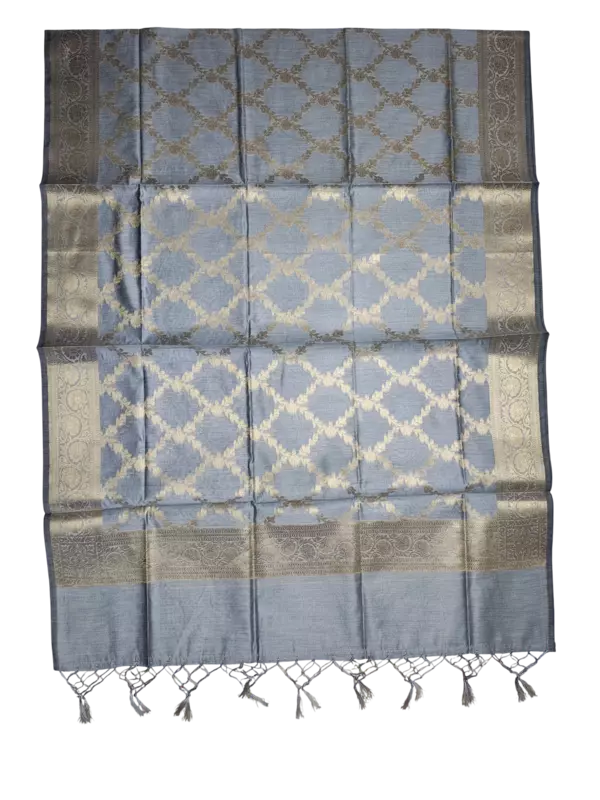 Mustard Banarasi Silk Zari Work Unstitched Suit Set with dupatta for Women