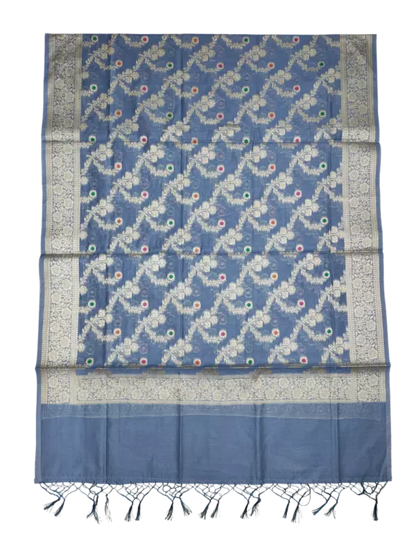 Blue Banarasi Semi Katan Silk Dress Material for Women