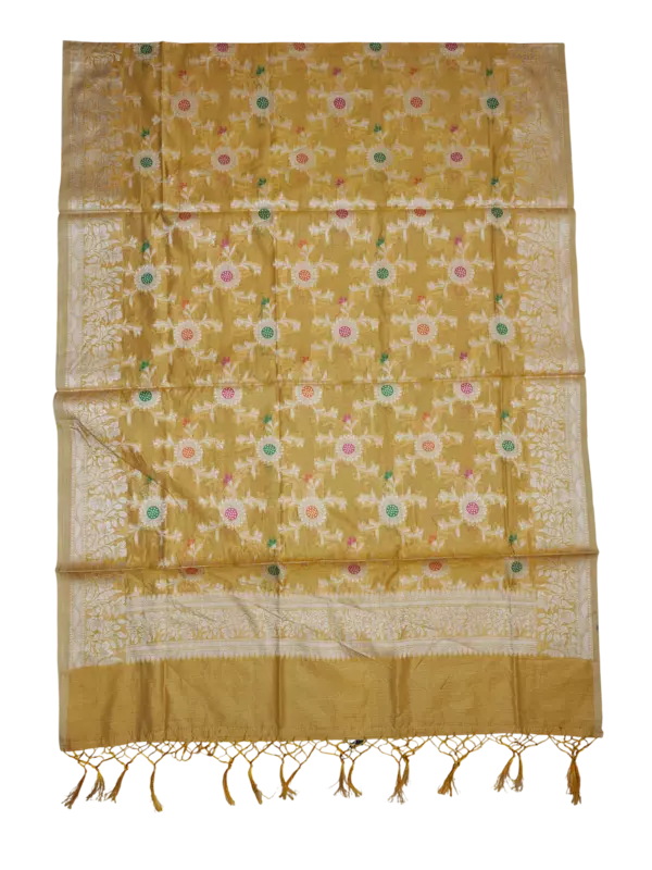 Yellow Banarasi Semi Munga Silk Dress Materials for Women