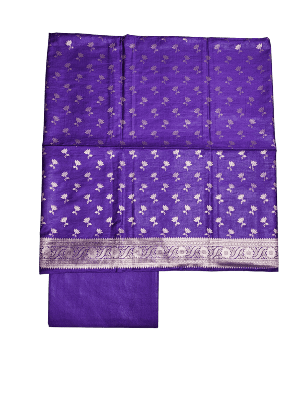 Dark Purple Banarasi Semi Katan Silk Dress Material for Women