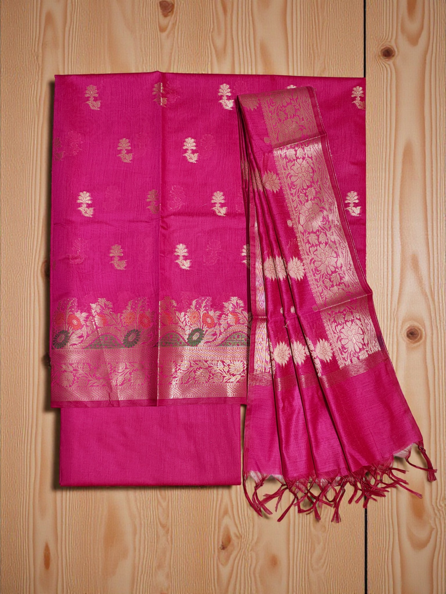 Magenta Banarasi Silk Dress Materials for Women