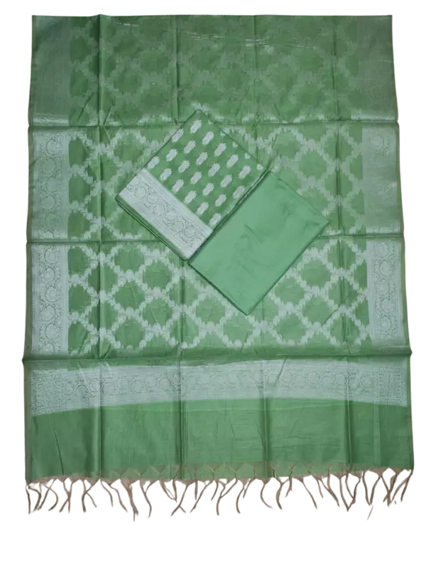 Green Banarasi Dress Material for Women