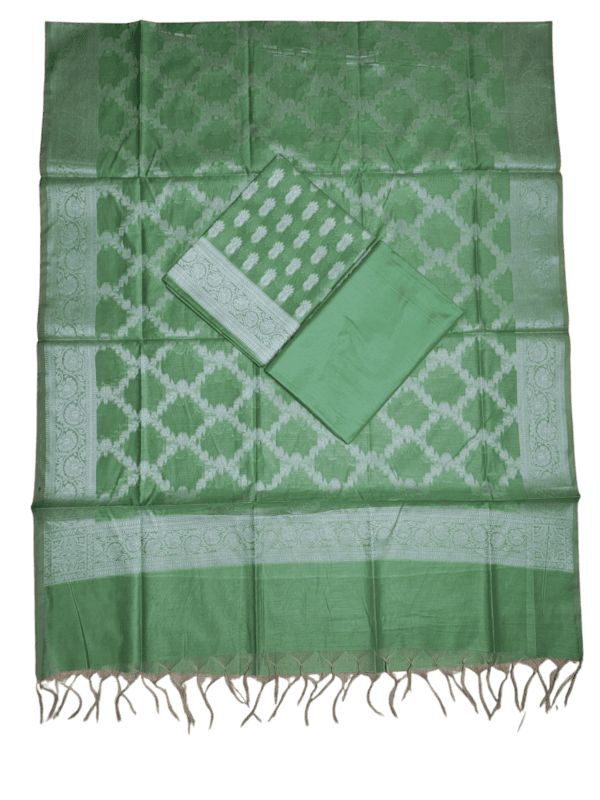 Green Banarasi Dress Material for Women