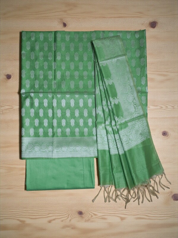 Green Banarasi Dress Material for Women