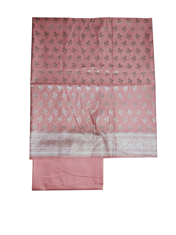 Peach Banarasi Silk Zari Work Dress Materials with dupatta for Women