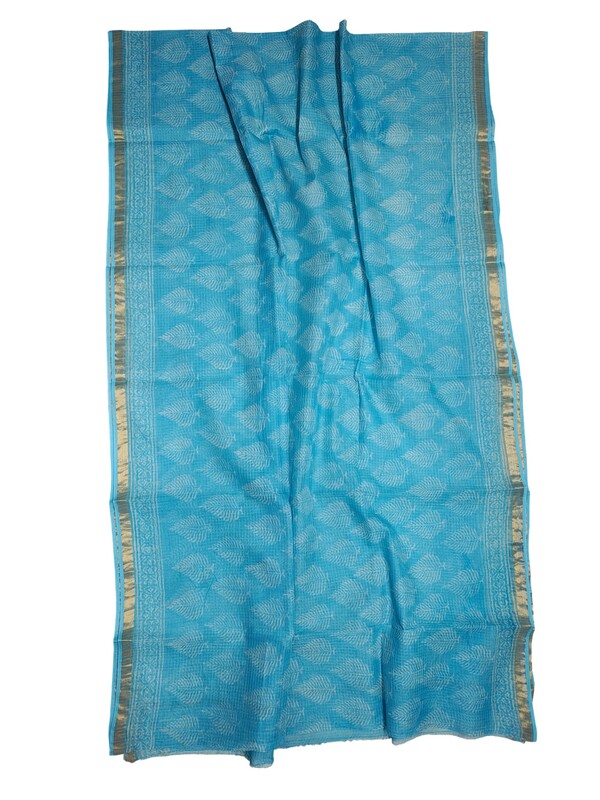 Firoza Kota Doria Hand Block Print Saree for Women