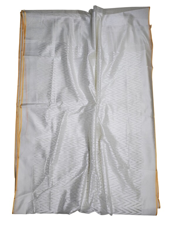 White Dyeable Banarasi Silk Saree with Unstitched Blouse