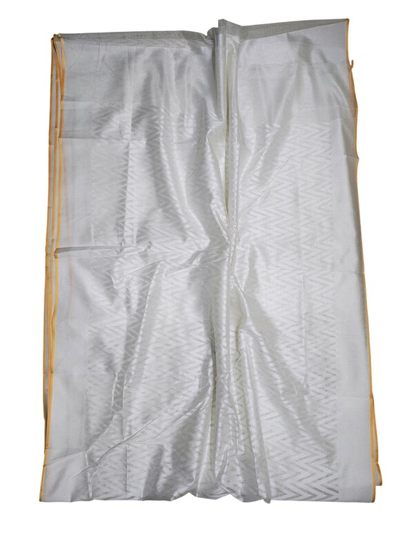 White Dyeable Banarasi Silk Saree with Unstitched Blouse