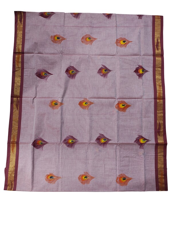 Pink Mangalagiri Cotton Brush Paint Saree with Blouse Piece