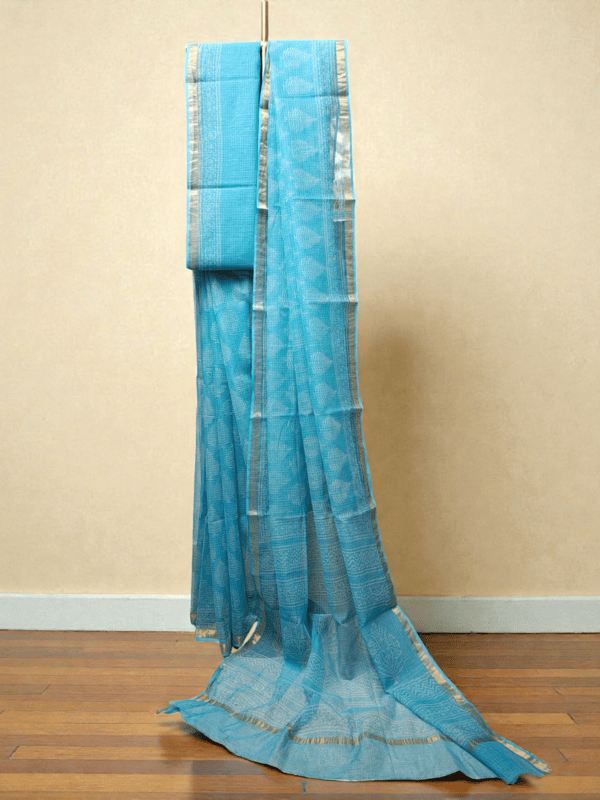 Firoza Kota Doria Hand Block Print Saree for Women