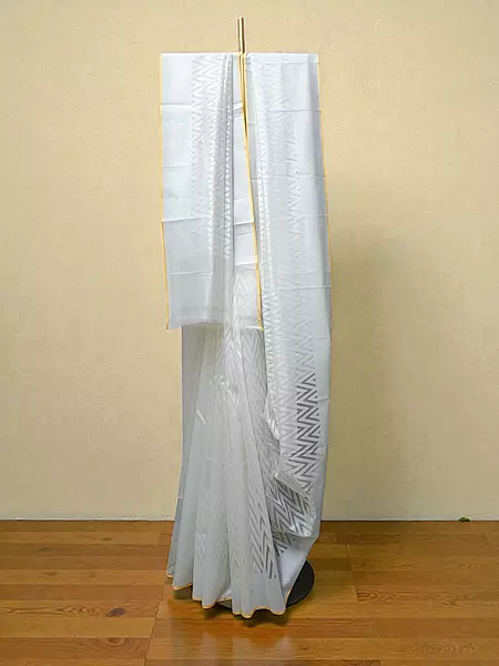 White Dyeable Banarasi Silk Saree with Unstitched Blouse
