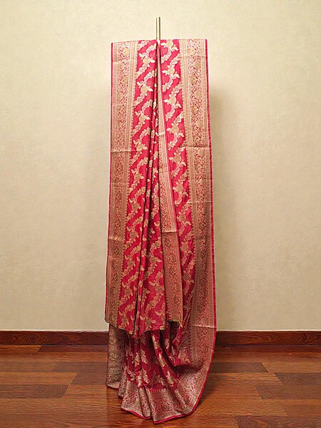 Red Banarasi Silk Zari Saree with Unstitched Blouse