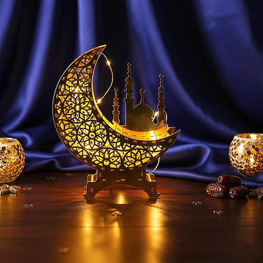 Crescent Moon Gold Islamic Tabletop Decor
