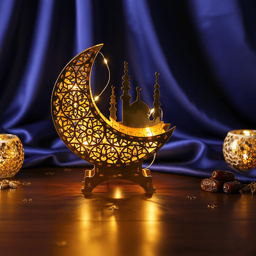 Crescent Moon Gold Islamic Tabletop Decor