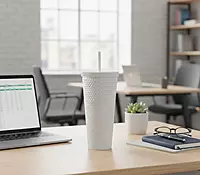 Textured Tumbler with Straw & Lid