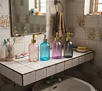 Textured Glass Liquid Soap Dispenser with Pump