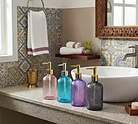 Textured Glass Liquid Soap Dispenser with Pump