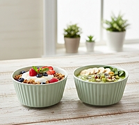 Ceramic Ribbed Bowl Set of 2