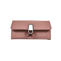 Leather Clutch Wallet with Silver Turn-Lock Closure