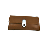 Leather Clutch Wallet with Silver Turn-Lock Closure