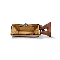 Golden Glitter Textured Clutch Bag with Chain Strap