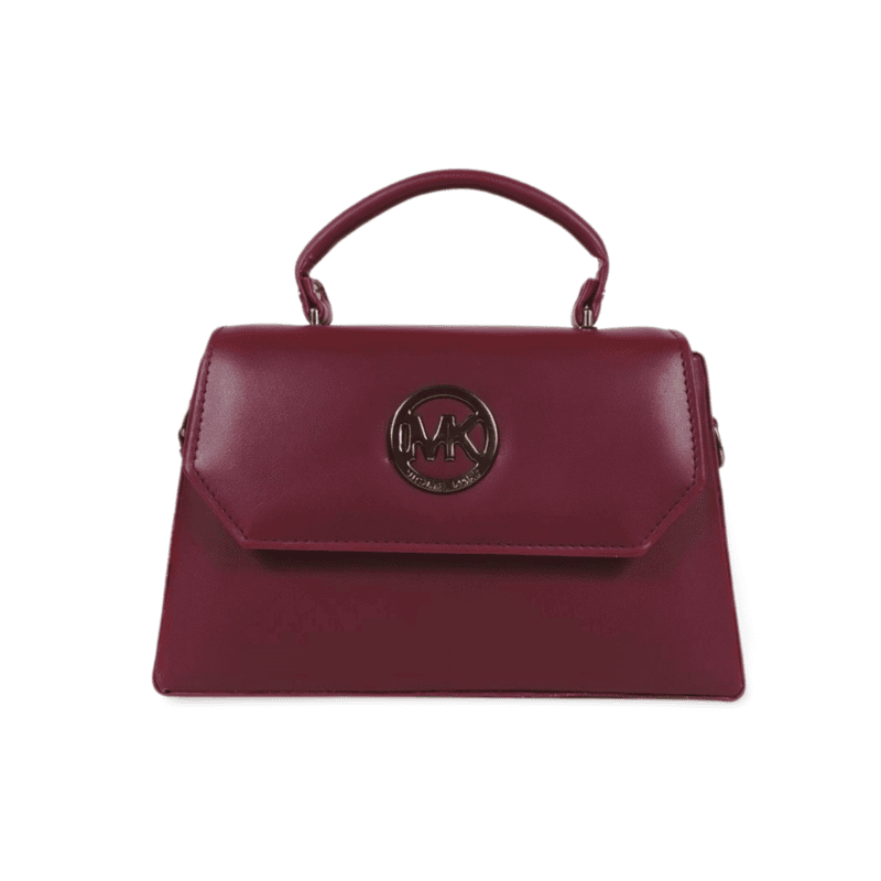 Maroon Structured Top Handle Handbag for Women