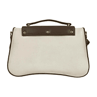 Brown and Cream Two-Tone Top Handle Handbag with Golden Logo