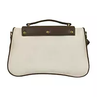 Brown and Cream Two-Tone Top Handle Handbag with Golden Logo