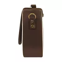 Brown and Cream Two-Tone Top Handle Handbag with Golden Logo