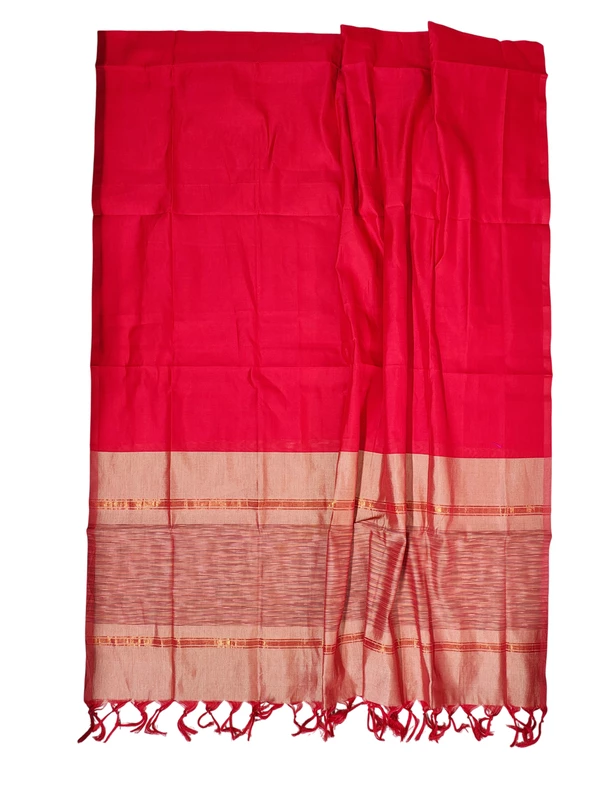 Peach Pochampally Ikkat Silk Unstitched Suit Set