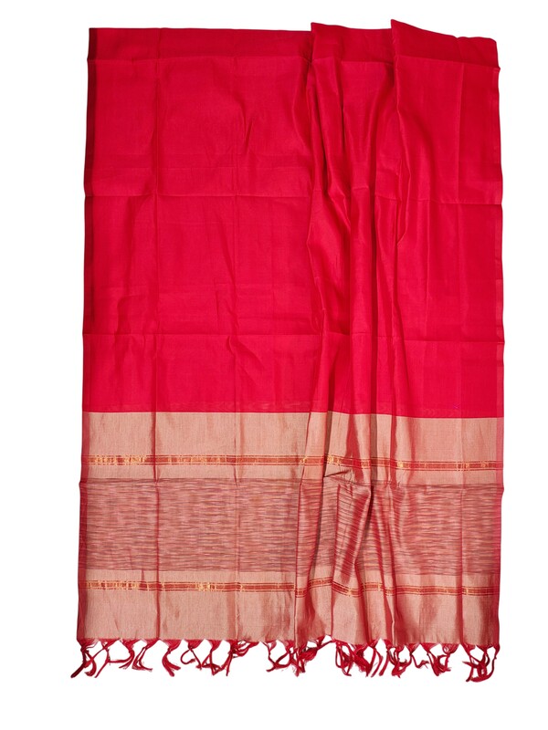 Peach Pochampally Ikkat Silk Unstitched Suit Set