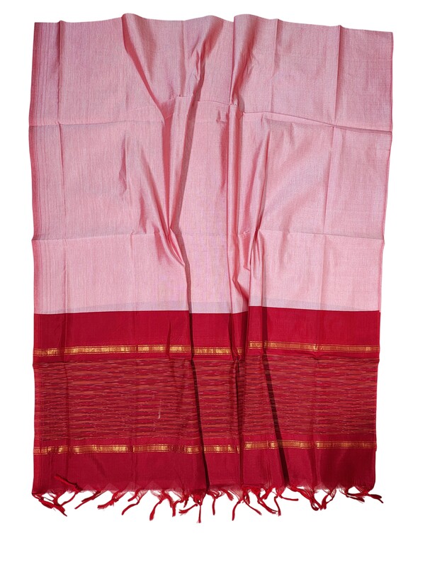 Red Pochampally Ikkat Silk Unstitched Suit Set