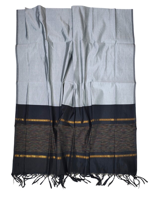 Black Pochampally Ikkat Silk Unstitched Suit Set