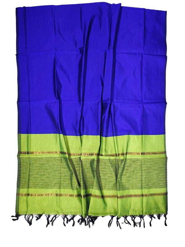 Green & Blue Pochampally Ikkat Silk Unstitched Suit Set